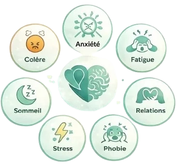 Thématiques : colère, anxiété, fatigue émotionnelle, sommeil et relations